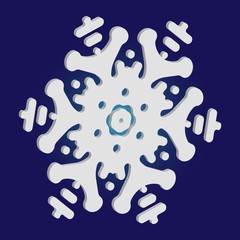 Fototapeta premium Christmas paper snowflake on blue background.