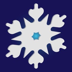 Simple, beautiful snowflake on blue background.