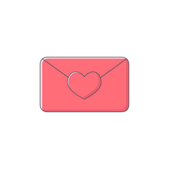 simple illustration love letter with heart pink color flat design