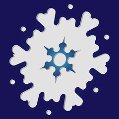 Simple christmas snowflake on blue background.