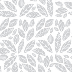 Seamless pattern of gray leaves. Use for textile, paper, gift cards and banner.