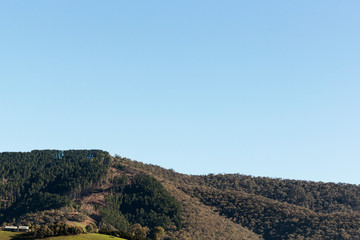 Clear Blue Sky Over Hills With Trees