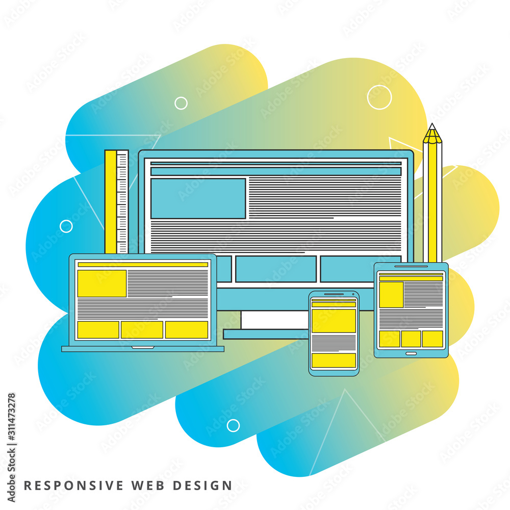 Poster responsive web design development illustration