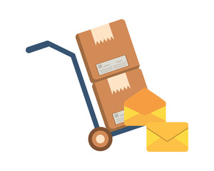 cart with box carton postal service