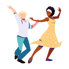 couple of people in pose of dancing on white background