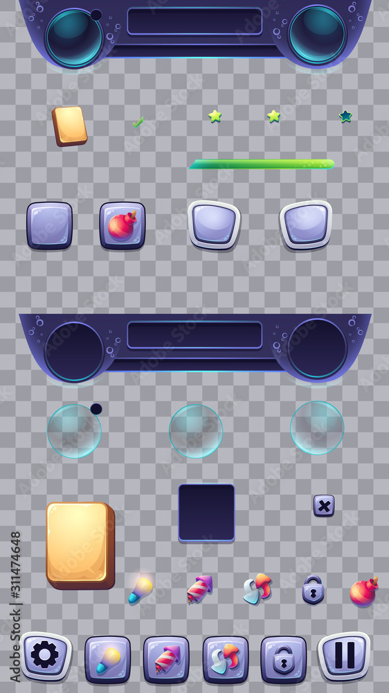 Poster set of buttons on a transparent background