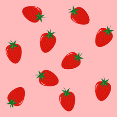 Vector seamless pattern with cute strawberries