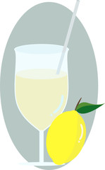 Vector glass of lemonade with lemon