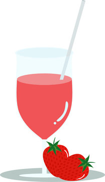 Vector glass of testy strawberry juice