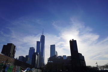 Fototapeta na wymiar new york city skyline freedom tower