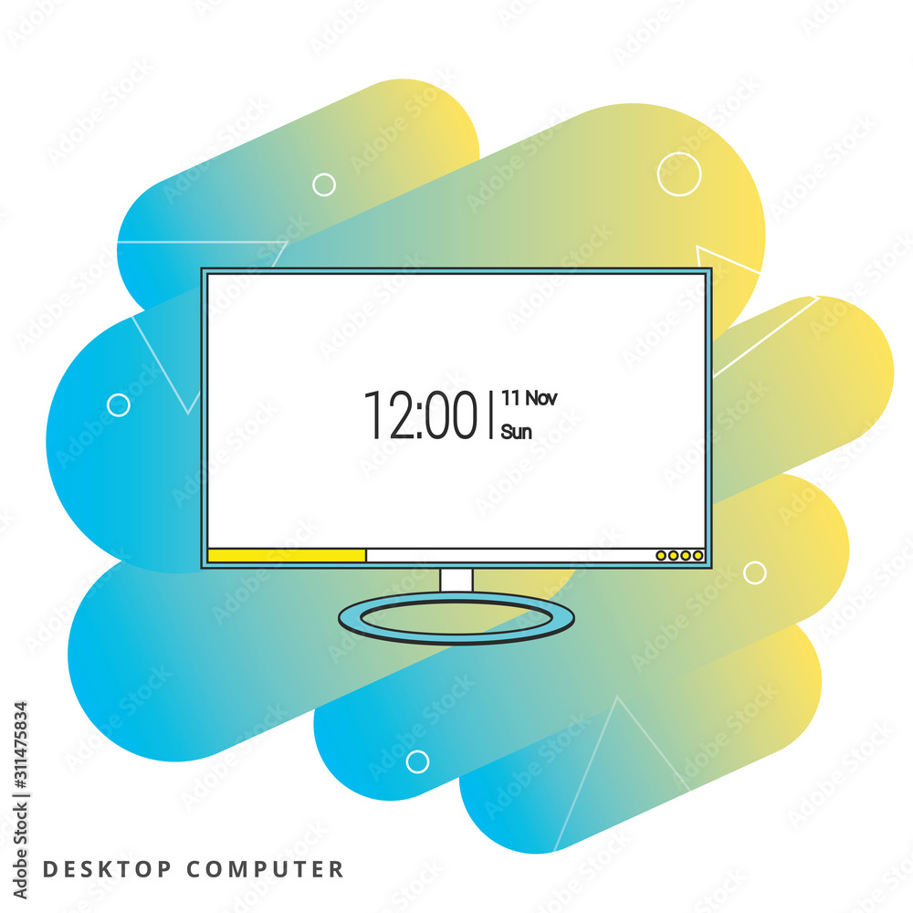 Poster realistic black modern thin frame display computer monitor vector illustration