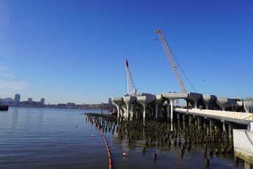 bridge over river new york city Hudson River little island construction