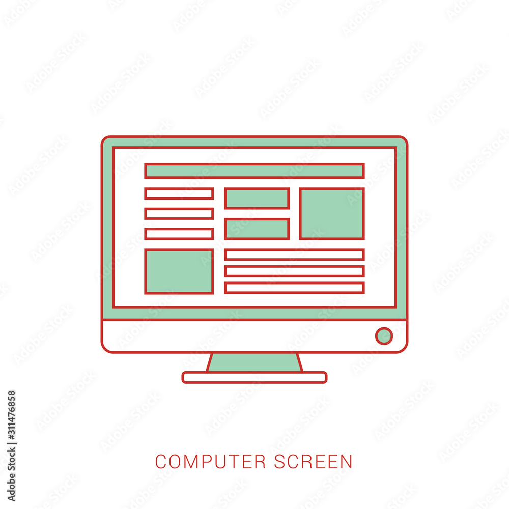 Poster computer pc monitor web icon vector