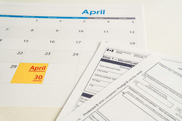Naklejka na ściany i meble April 30 - Canada Tax Day . Deadline to sub,it Personal Income Tax Returns