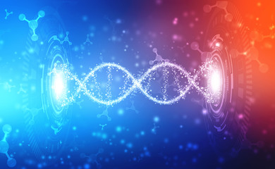 Abstract technology science concept DNA futuristic on hi tech blue background, DNA structure, abstract medical and health care background