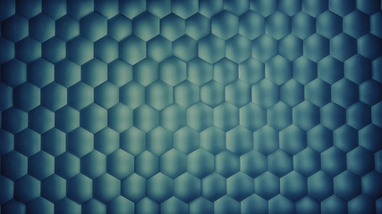 Abstract dark blue hexagon background with metal texture. Polygonal surface.