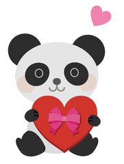 ハート　チョコを贈るパンダ　イラスト