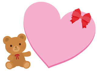 ハート　メッセージカード　くま　イラスト