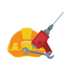 safety helmet with drill and wrench tool