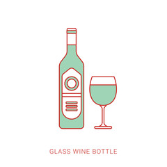 Wine bottle with glass