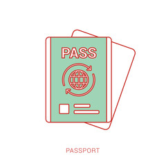 Passport with tickets icon. Summer. Vacation