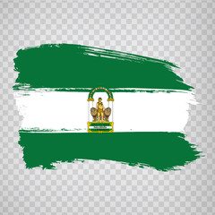 Flag of Andalusia brush strokes. Flag Autonomous Community Andalusia and Leon on transparent background for your web site design, logo, app, UI. Kingdom of Spain. Stock vector.  EPS10. - obrazy, fototapety, plakaty