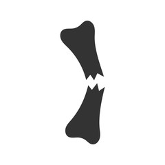Broken bone. Black icon of bone fracture. Vector illustration in flat style over white background