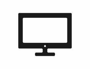 Silhouette of monitor or TV. Logo, icon, symbol. Isolated vector illustration.