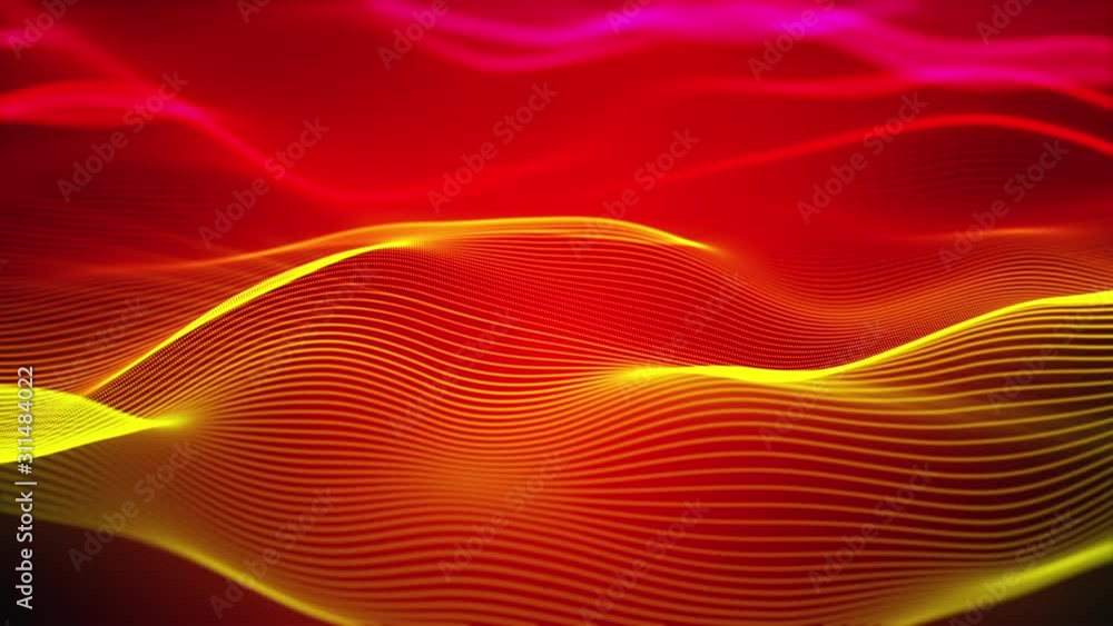 Poster big data wave of particles, computer generated. glowing striped effect. 3d rendering of a futuristic
