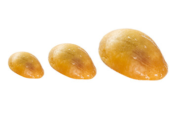 Thai fruit is called Salacca. The fruit is sour. Red fruit peel with white background.