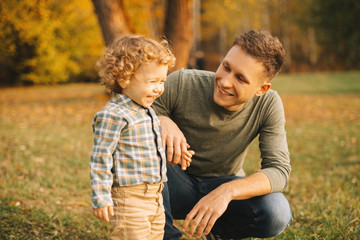 Happy family time, time together father and son