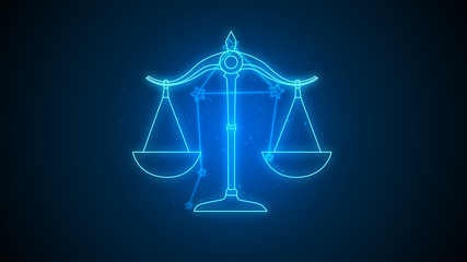 Libra zodiac constellation stars, dark sky blurred background, weigher