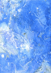 Obraz premium White blue background stone wall texture,frozen texture,water waves , unique technology of painting with paints on water. For tile design, background, stone imitation,water, snow ,planet imitation