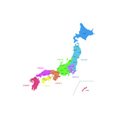 Japan , map, division, region, name
