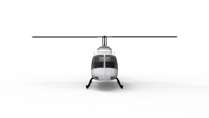 3d rendering of a white helicopter isolated in studio background