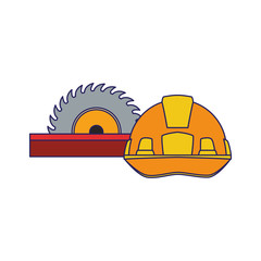 saw and safety helmet icon, colorful design