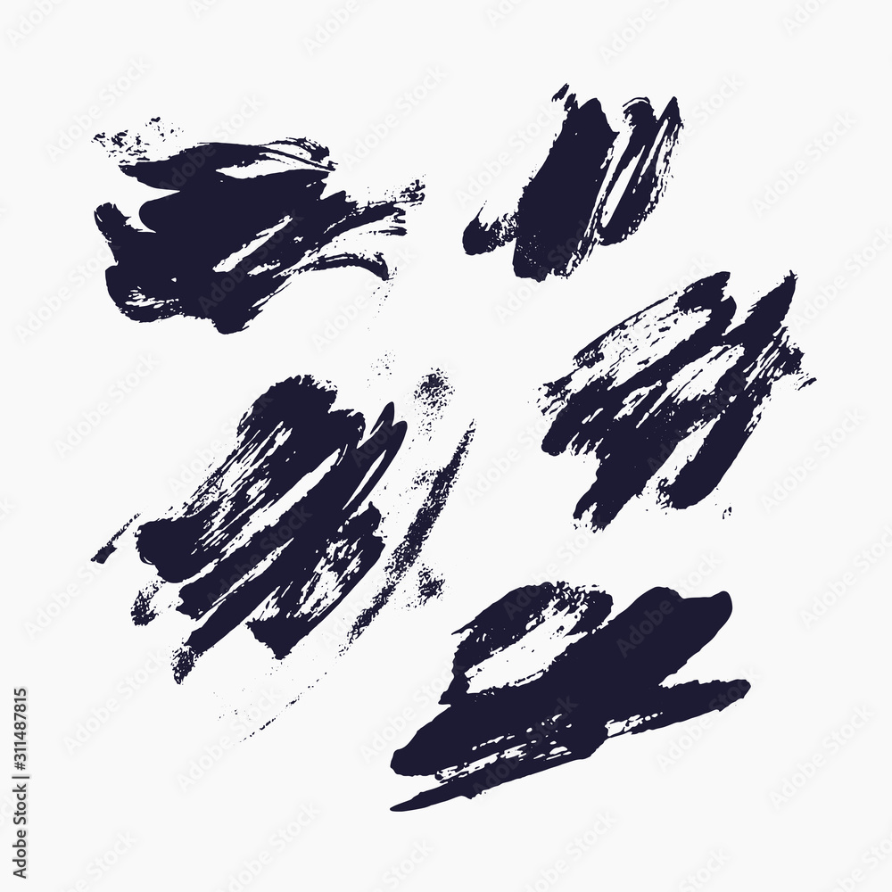 Poster abstract background. set of vector ink strokes with a dry brush.