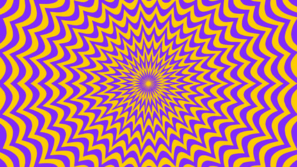 Vector - yellow and violet abstract sun background.Bursting pattern.illusion. 