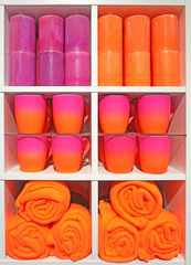 Orange spa set: tjwels, mug, candles, towels