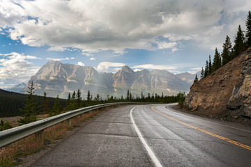 Icefields Parkway after a rainstorm, near Saskatchewan Crossing, Banff National Park, Alberta.