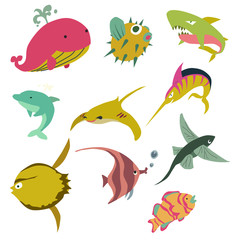 Naklejka premium Fish in Deep sea suitable for retro style or education
