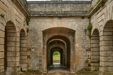 courtyard view of the tunnel through the fortress wall in Citadel of Blaye