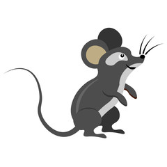 Funny and kind mouse. Vector illustration of the year symbol.