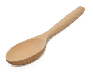 wooden brown spoon in isolated on white background