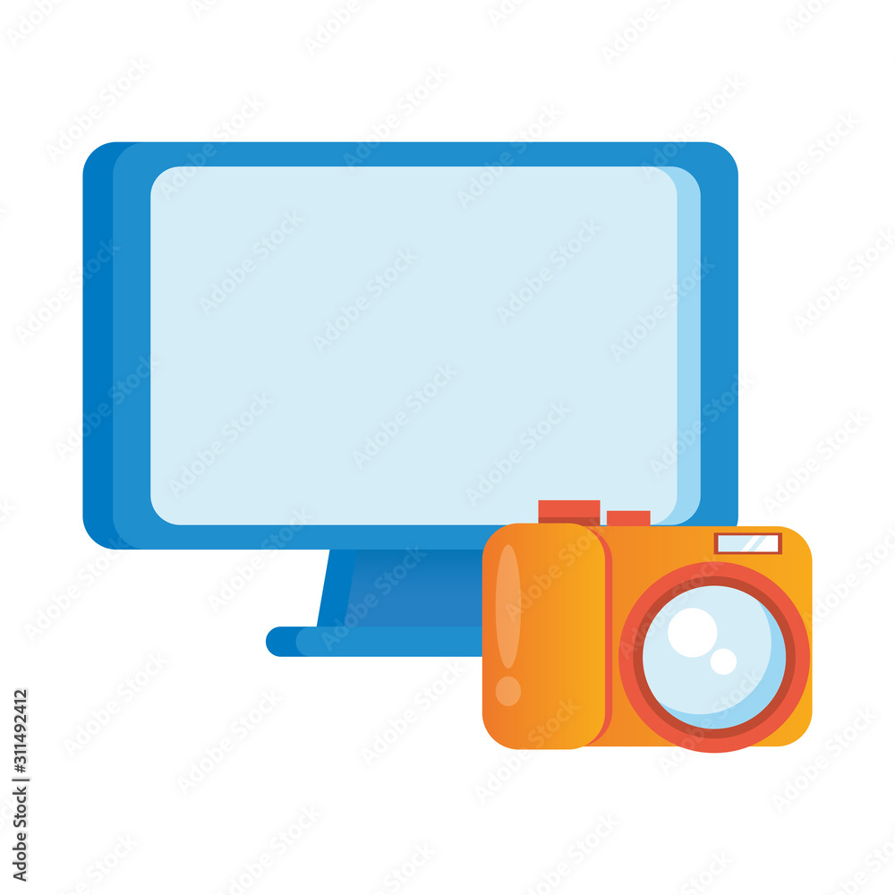 Poster desktop computer display with camera photographic