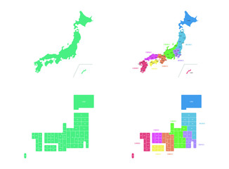 Japan map, set