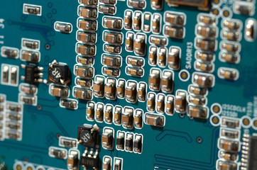 Computer board hardware motherboard microelectronics Server CPU chip semiconductor circuit core red...