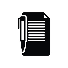 Black solid icon for note file 
