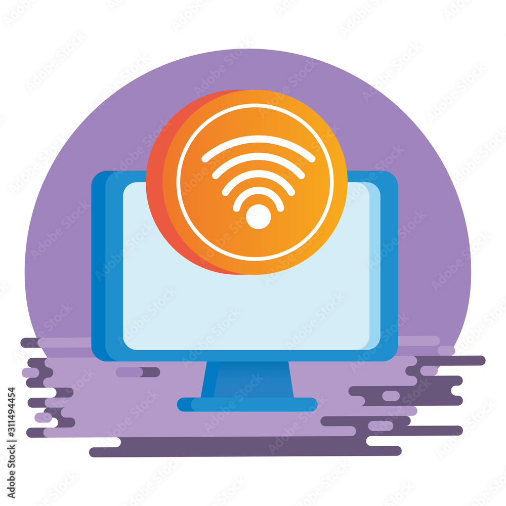 Poster desktop computer display with wifi signal