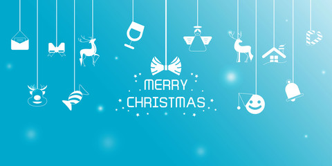 Merry Christmas decoration card blue background vector